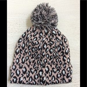 Boutique Blush Leopard Pom Pom Beanie